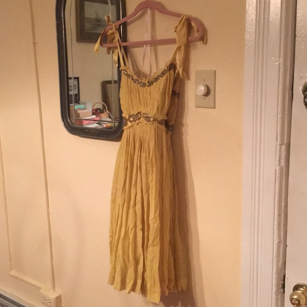 Gold Betsey Johnson dress with beading.